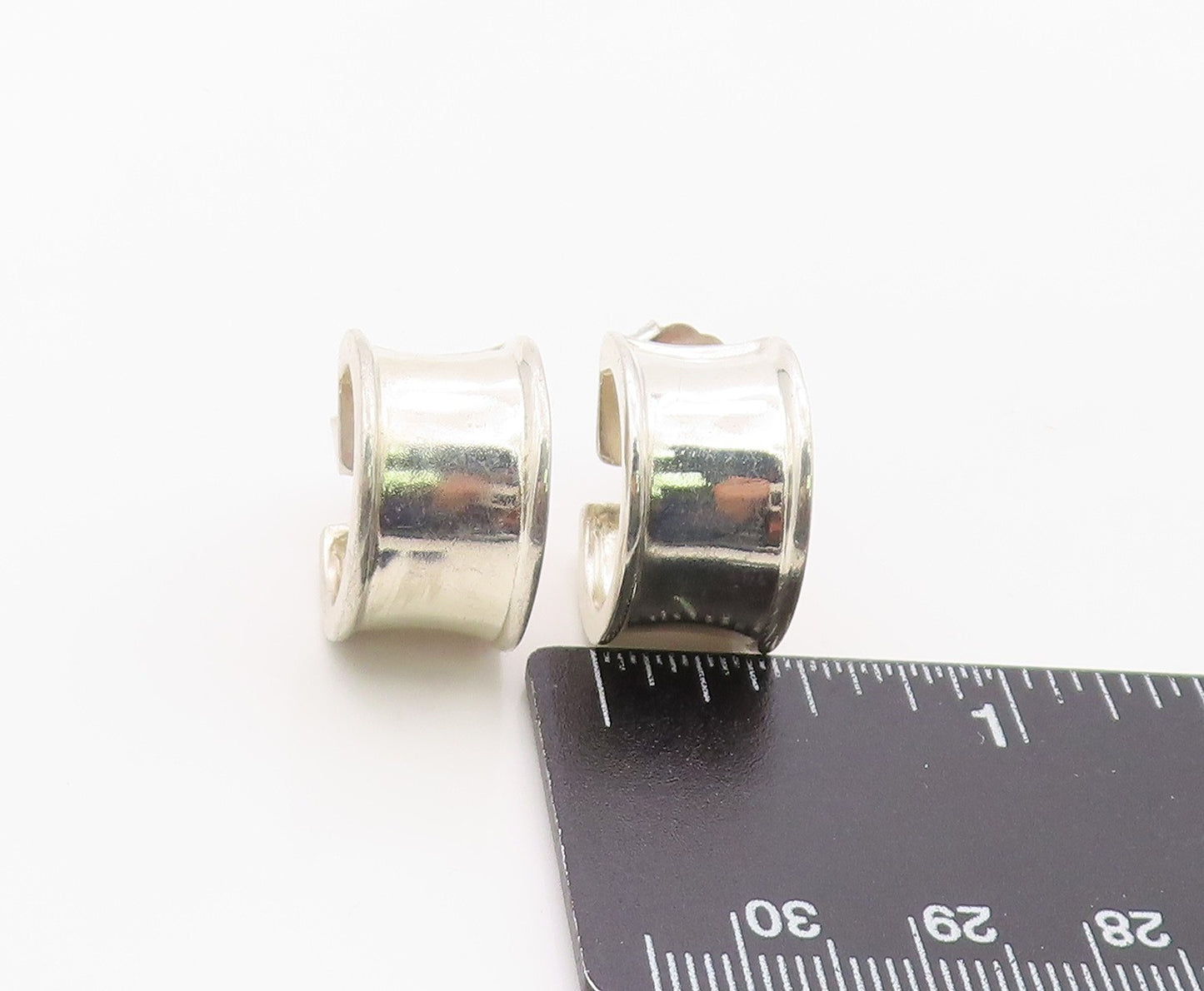 14k Gold & 925 Sterling Silver Vintage Earrings THISTLE & BEE Wide Hoop  EG14390