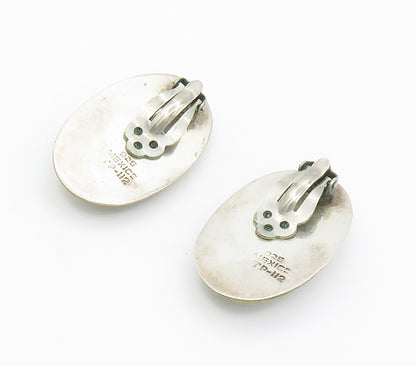 MEXICO 925 Sterling Silver  Vintage Two Tone Non Pierce Drop Earrings  EG7535