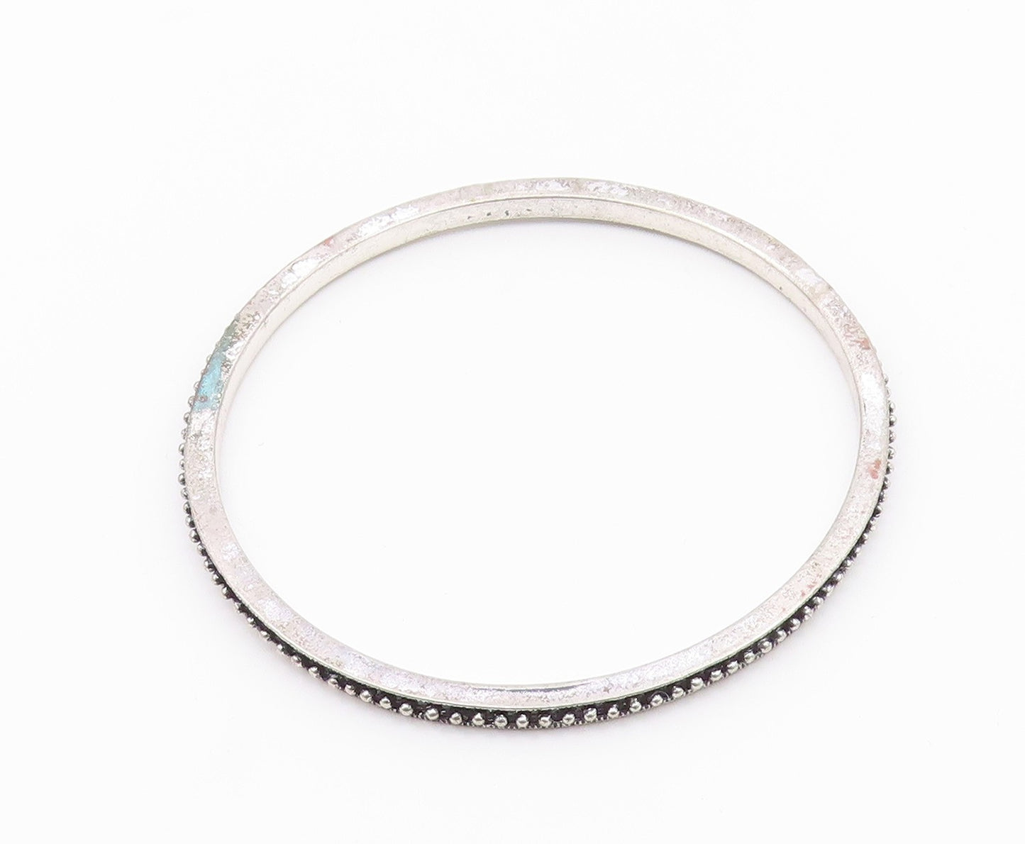 925 Sterling Silver  Vintage Dark Tone Spiked Detail Bangle Bracelet  BT6891