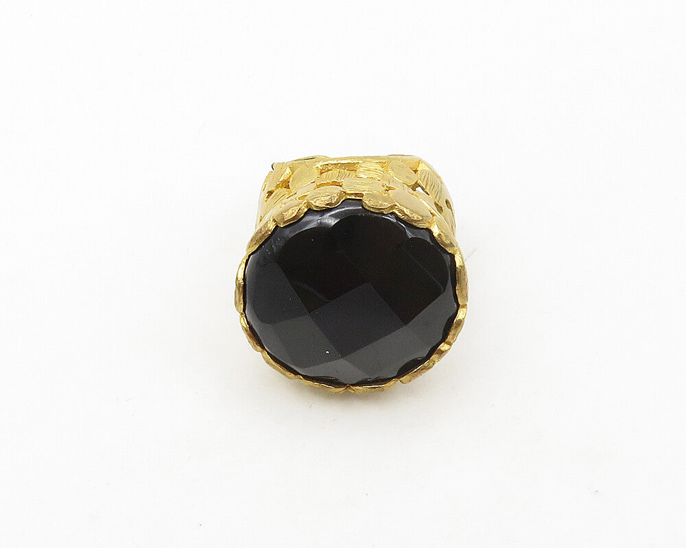 DESIGNER 925 Sterling Silver Vintage Black Hematite Cocktail Ring Sz 6 RG17583