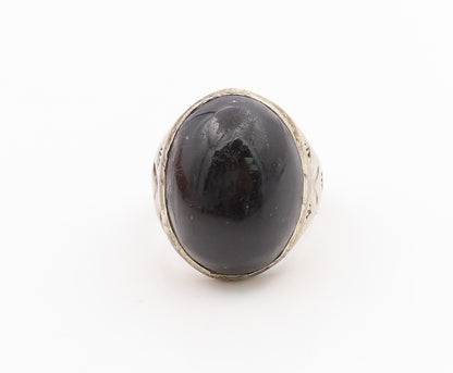 925 Sterling Silver Vintage Ring Cabochon Black Onyx Band  Sz 11.5  RG36260