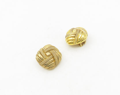 ITAOR 925 Silver  Vintage Shiny Gold Plated Hollow Non Pierce Earrings  EG9425