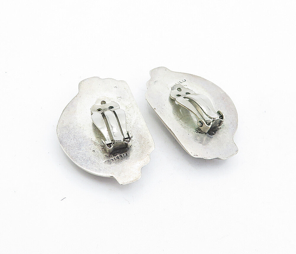 MEXICO 925 Sterling Silver  Vintage Modernist Non Pierce Drop Earrings  EG2701