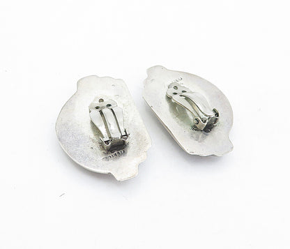 MEXICO 925 Sterling Silver  Vintage Modernist Non Pierce Drop Earrings  EG2701