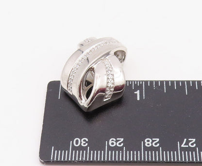 925 Sterling Silver Vintage Pendant Genuine Diamonds Intertwined Charm  PT25857