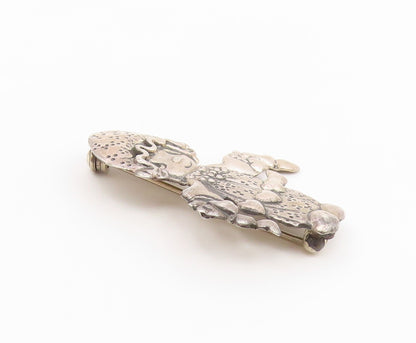925 Sterling Silver  Vintage Shiny Child With Love Hearts Brooch Pin  BP8946
