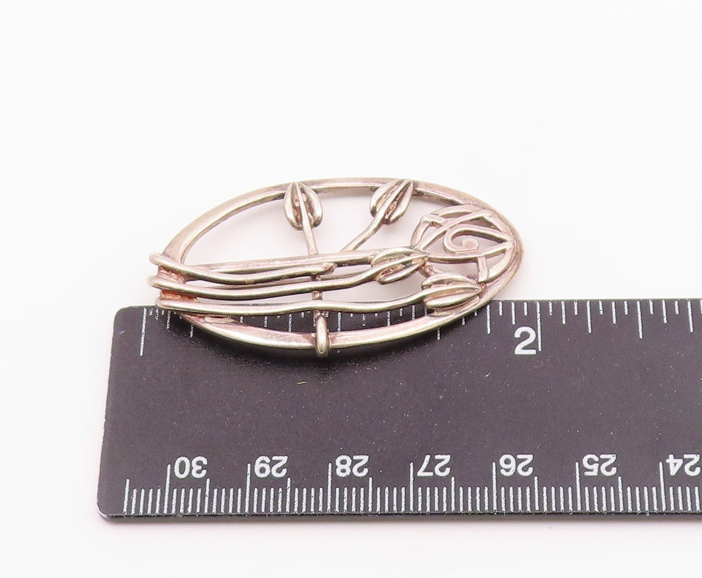 CJL IRELAND 925 Silver  Vintage Openwork Flower Design Brooch Pin  BP9872