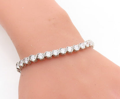 925 Sterling Silver  Sparkling Cubic Zirconia Swirl Tennis Bracelet  BT1804