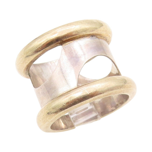 925 Sterling Silver Vintage Ring BALI Designer Broad Bubble Cut  Sz 7.5  RG31710