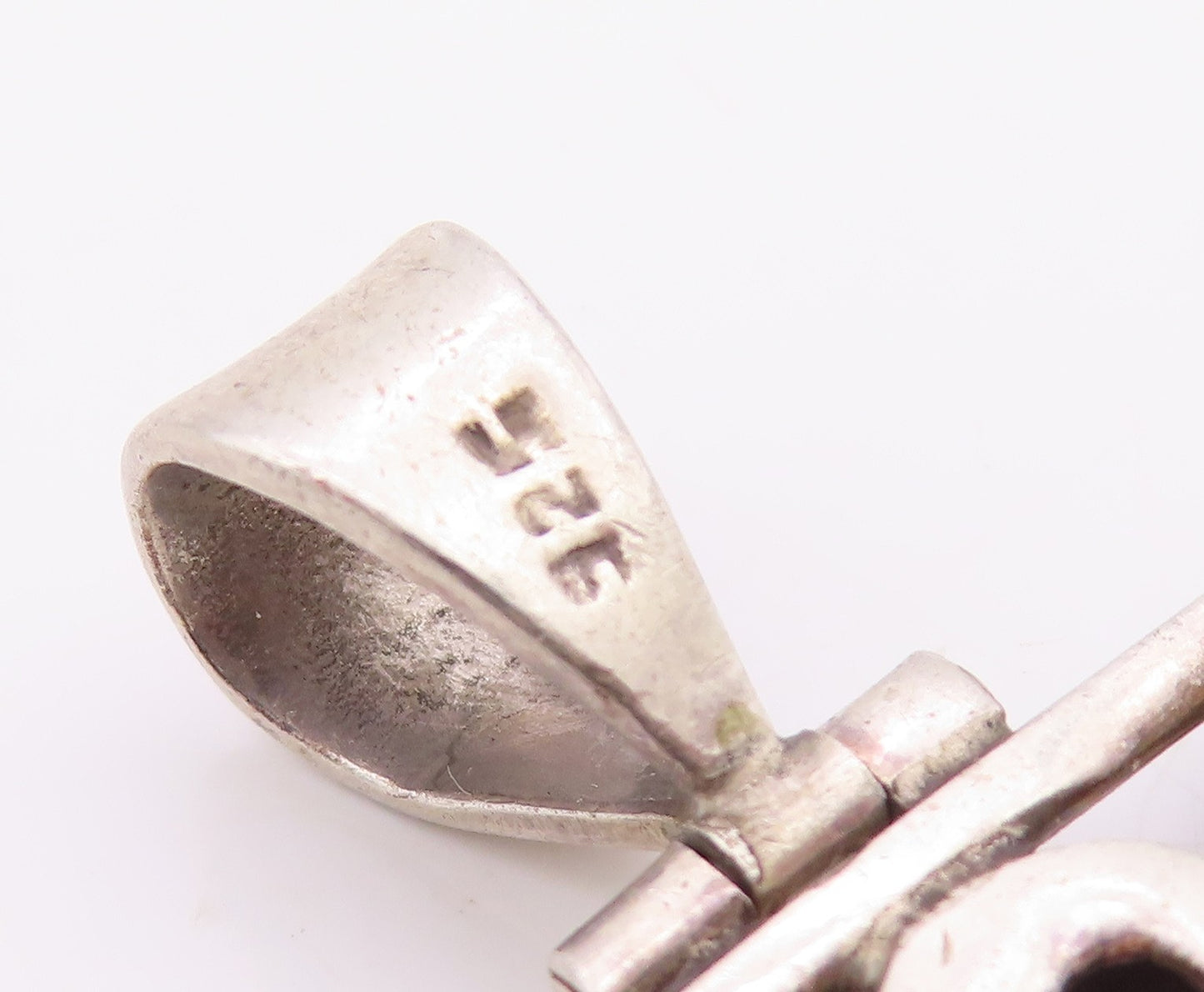 925 Sterling Silver Vintage Pendant Modernist Multi Gemstone Square  PT26358
