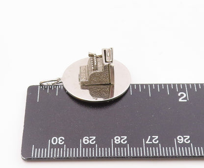 925 Sterling Silver  Vintage Shiny Cash Register Drop Pendant (OPENS)  PT7406