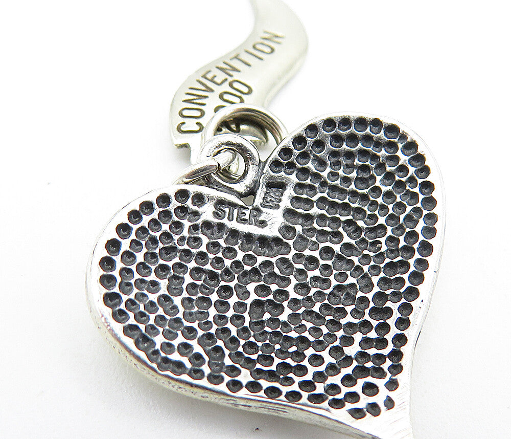 925 Sterling Silver  Vintage Share Your Passion Stamped Heart Pendant  PT4027
