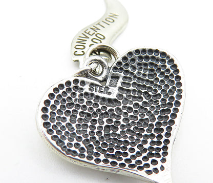 925 Sterling Silver  Vintage Share Your Passion Stamped Heart Pendant  PT4027