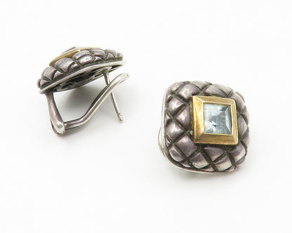 NANCY & DAVID 925 Silver & 14K GOLD  Vintage Blue Topaz Drop Earrings  EG7180