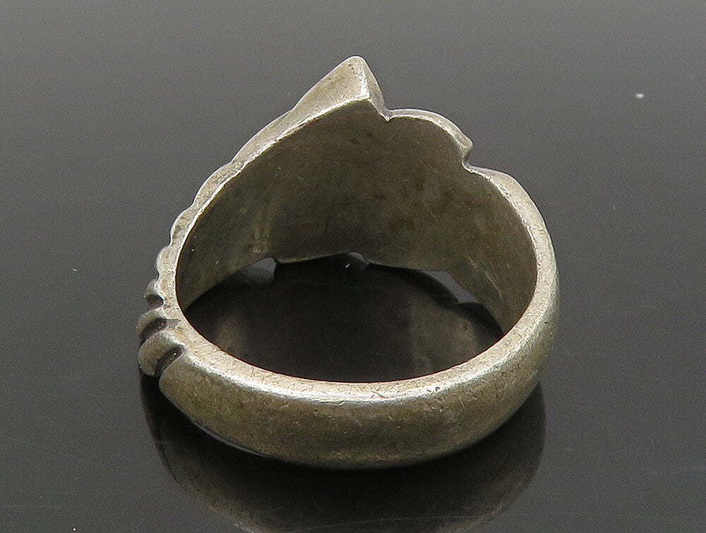 925 Sterling Silver  Vintage Leaf Motif Bypass Band Ring Sz 6  RG23952