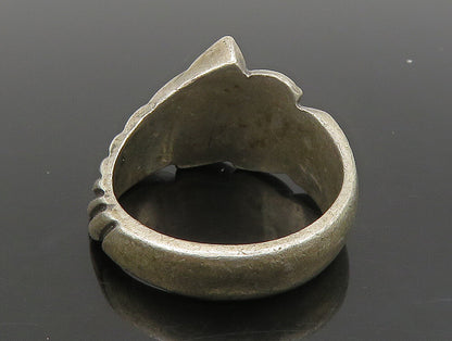 925 Sterling Silver  Vintage Leaf Motif Bypass Band Ring Sz 6  RG23952