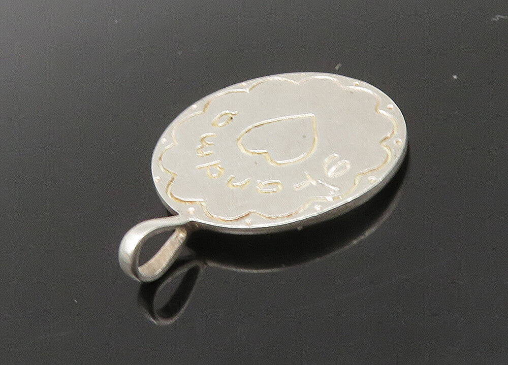 925 Sterling Silver  Vintage Grandma Love Heart Round Pendant  PT18591