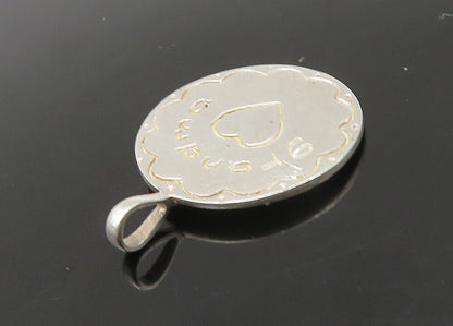 925 Sterling Silver  Vintage Grandma Love Heart Round Pendant  PT18591