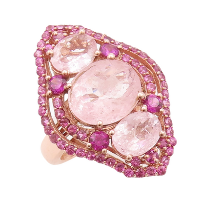 925 Sterling Silver Vintage Ring Rose Gold Plated Pink Topaz  Sz 8  RG29782