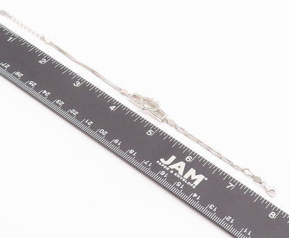 925 Sterling Silver Vintage Bracelet Cutout Back Frame Topaz Apple Heart BT10274