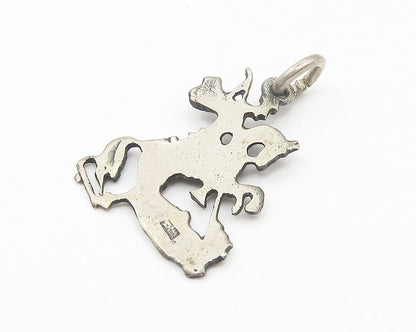925 Sterling Silver  Vintage Oxidized Knight Riding Horse Pendant  PT8603