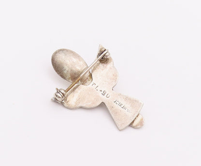 925 Sterling Silver Vintage Brooch Pin MEXICO Solid Carved Spoon Angle  BP10739
