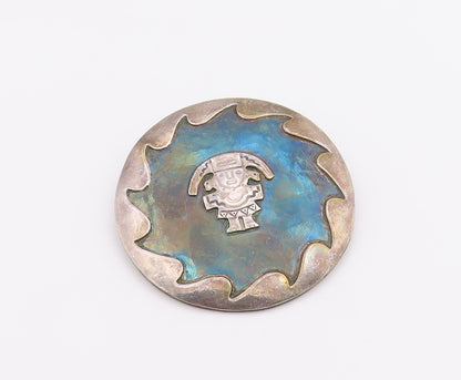 925 Sterling Silver  Vintage Dark Tone Traditional Statue Brooch Pin  BP2993