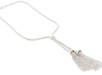 925 Sterling Silver Vintage Necklace JUDITH RIPKA CZ Elegant Tassel Chain NE4857