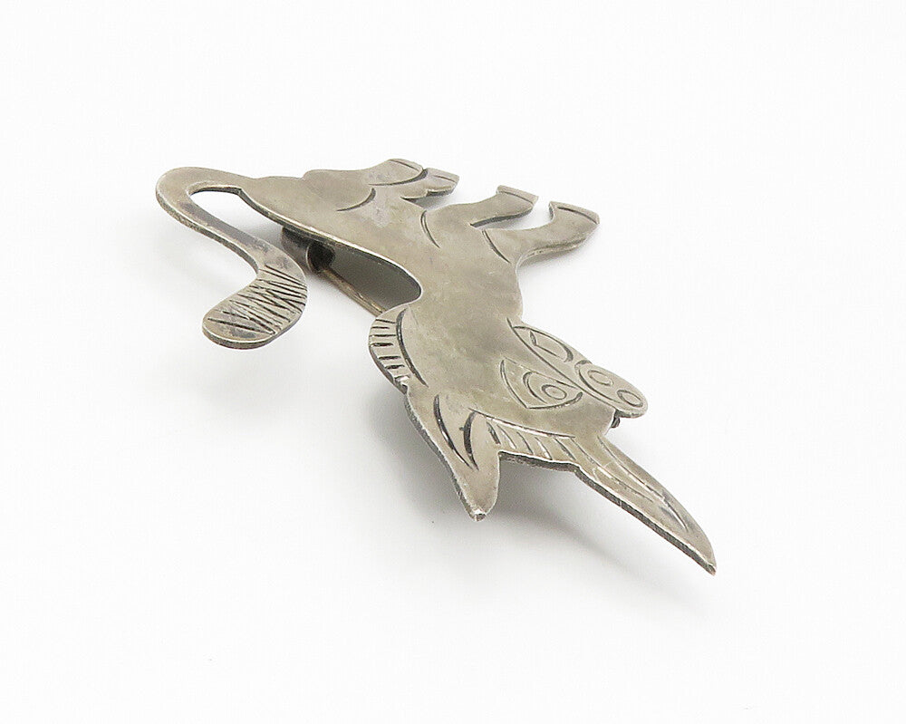 MEXICO 925 Sterling Silver  Vintage Donkey Etched Detail Brooch Pin  BP5338