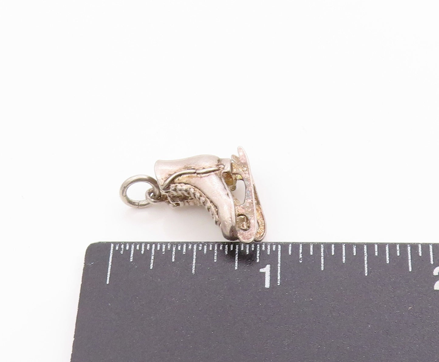 925 Sterling Silver Vintage Pendant Etched Figure Skating Boot Charm  PT24981