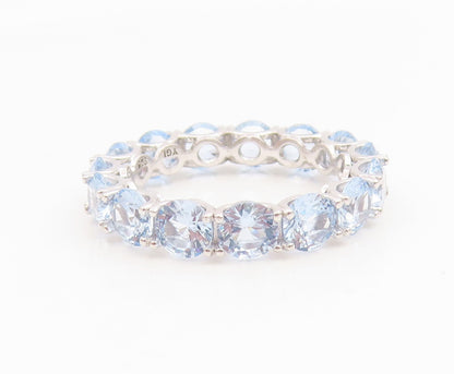 925 Sterling Silver Vintage Ring Round Blue Topaz Eternity Band  Sz 10  RG35007