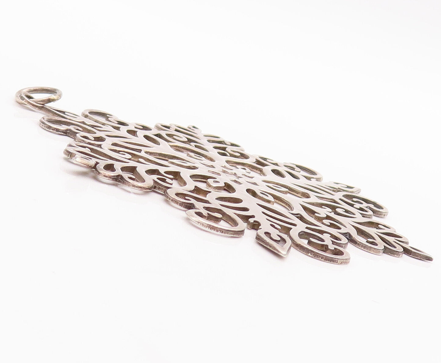 925 Sterling Silver Vintage Pendant MMA Swirly Design Carved Flower  PT23203