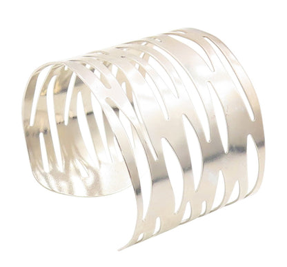 925 Sterling Silver Vintage Bracelet Large Tiger Strips Cutout Cuff  BT11030