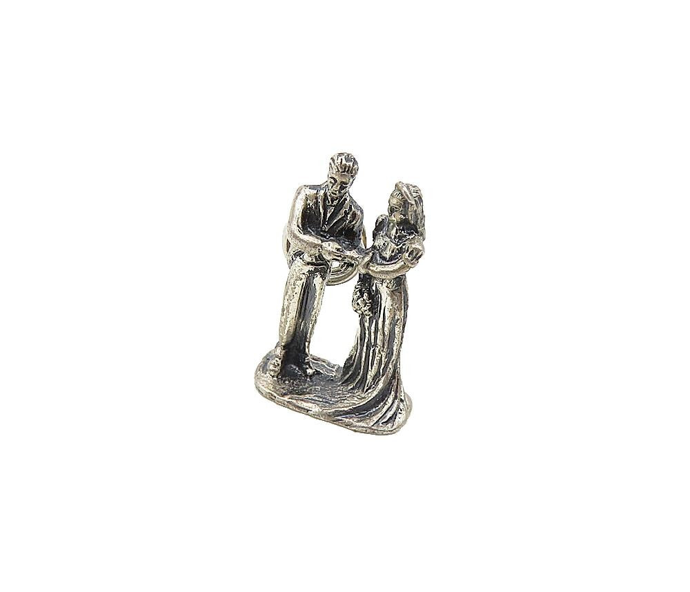 925 Sterling Silver  Vintage Oxidized Married Couple Statue Pendant  PT6582