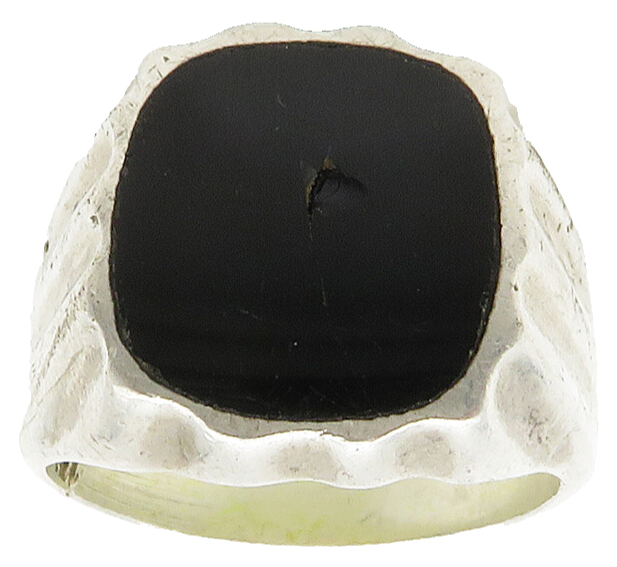 MEXICO 925 Sterling Silver  Vintage Black Onyx Cocktail Ring Sz 12  RG16005