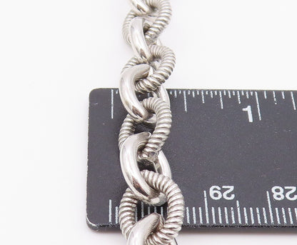 JUDITH RIPKA 925 Sterling Silver Vintage Polished & Ribbed Chain Necklace NE3922