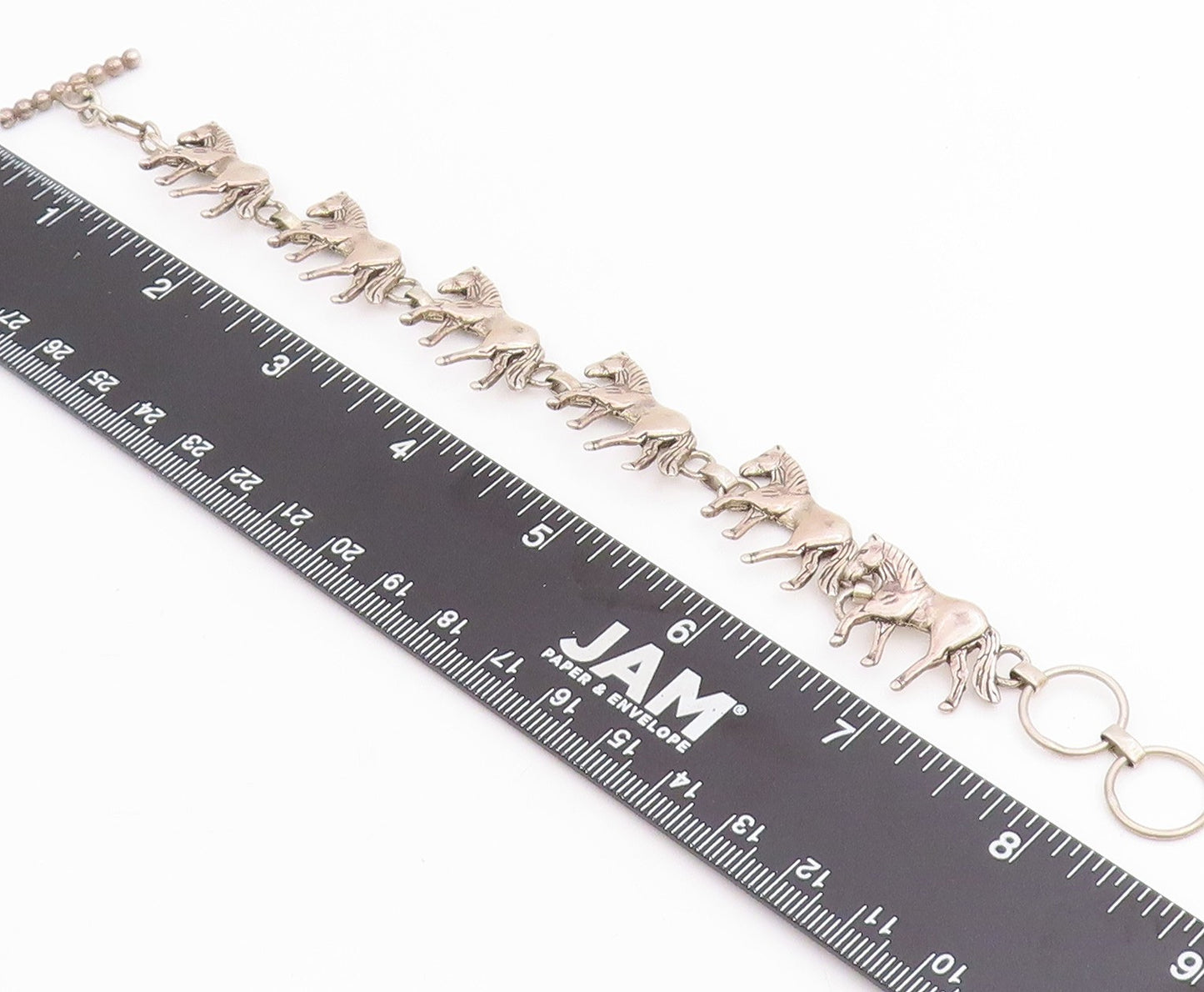 925 Sterling Silver Vintage Bracelet GLENN SANDOVAL NAVAJO Horse Link  BT11830