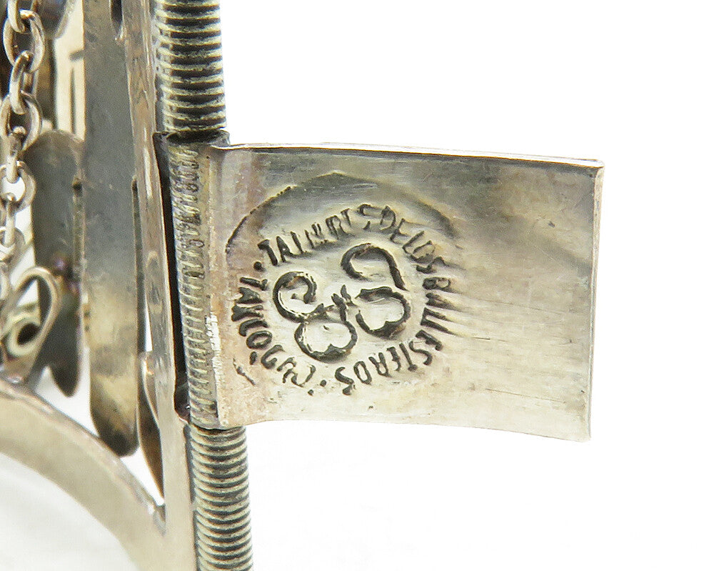LOS BALLESTEROS 925 Silver  Vintage Storyteller Panel Chain Bracelet  BT4933
