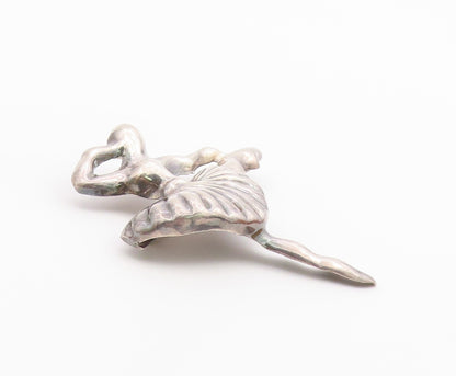 MEXICO 925 Sterling Silver  Vintage Ballet Dancer Motif Brooch Pin  BP4673