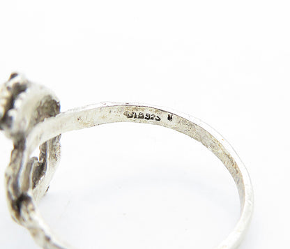 925 Sterling Silver Vintage Shiny Etched Snake Motif Band Ring Sz 8 RG5814