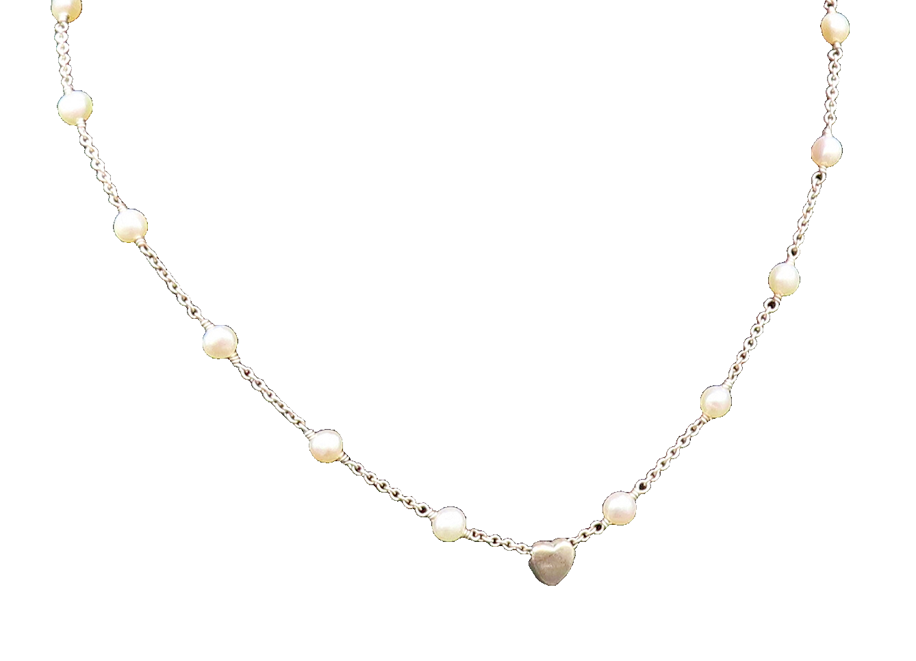 LILY RACHEL 925 Sterling Silver Vintage Freshwater Pearls Love Necklace  NE3965