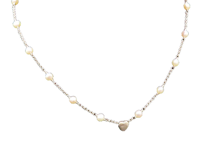 LILY RACHEL 925 Sterling Silver Vintage Freshwater Pearls Love Necklace  NE3965