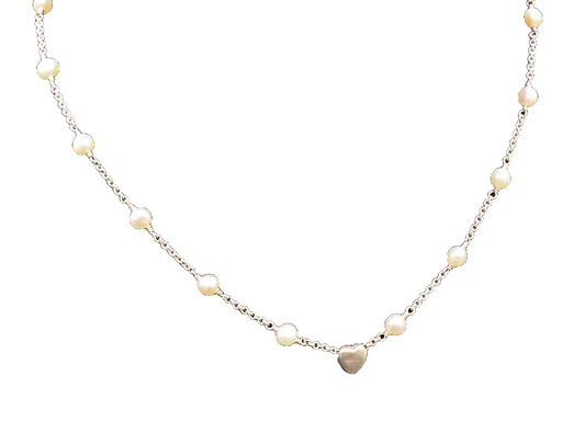 LILY RACHEL 925 Sterling Silver Vintage Freshwater Pearls Love Necklace  NE3965