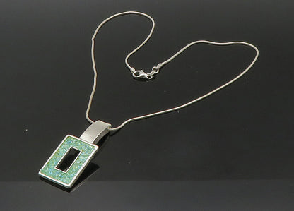 925 Sterling Silver  Vintage Shiny Green Stone Cluster Chain Necklace  NE3645