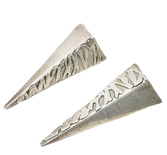 925 Sterling Silver & 14K GOLD  Vintage Modernist Dangle Earrings  EG9055