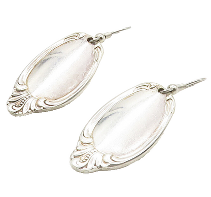 925 Sterling Silver  Vintage Shiny Swirl Detail Dangle Earrings  EG8191