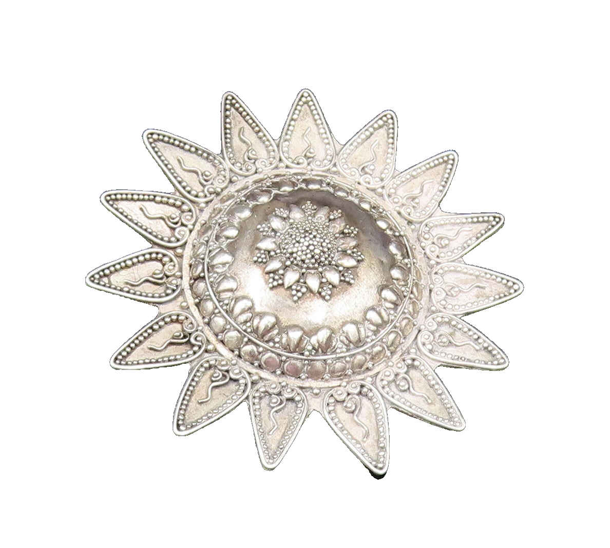 925 Sterling Silver  Vintage Hollow Beaded Sunflower Brooch Pin  BP9633