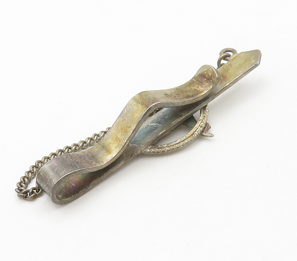 PERU 925 Sterling Silver  Vintage Dark Tone Alpaca Animal Tie Clip  TR2109