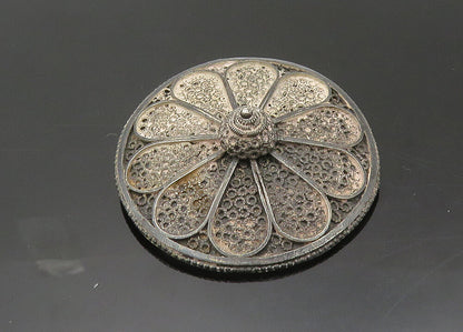 ISRAEL 925 Sterling Silver  Vintage Antique Flower Motif Brooch Pin  BP8075