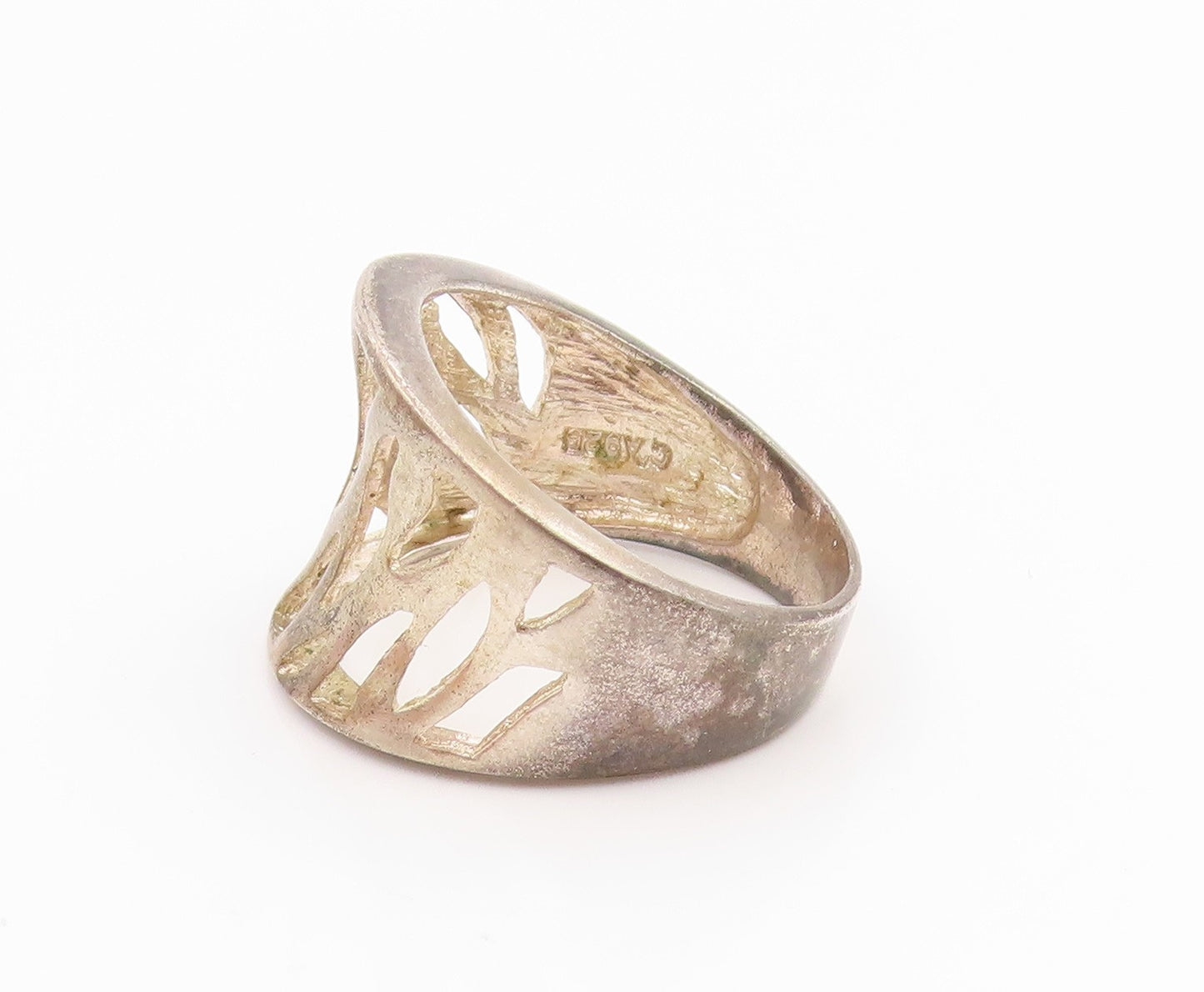925 Sterling Silver Vintage Ring Minimalist Abstract Cutout Band  Sz 7  RG35709